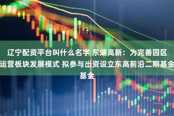 辽宁配资平台叫什么名字 东湖高新：为完善园区运营板块发展模式 拟参与出资设立东高前沿二期基金